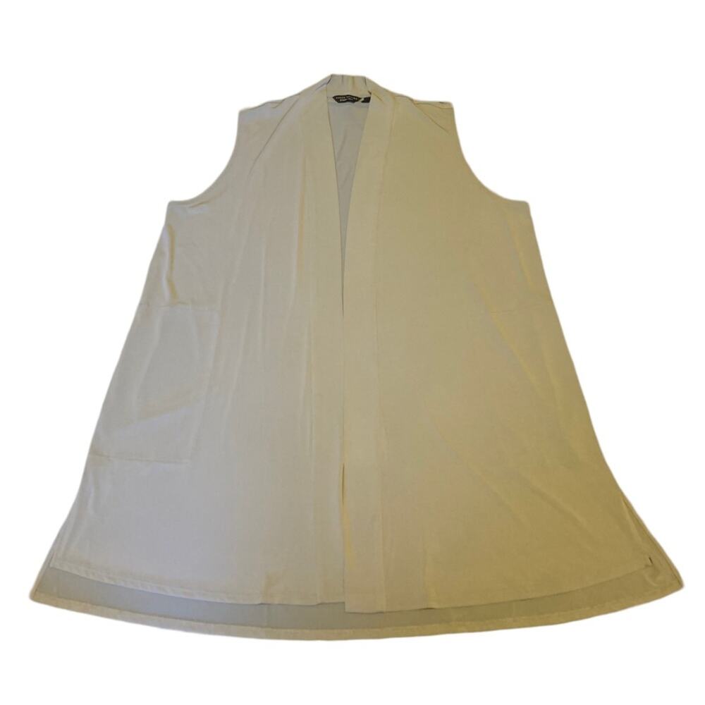 Susan Graver‎ Every Day Duster Vest Topper Sleeveless Liquid Knit Gray Size XL